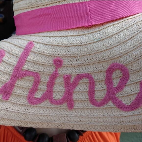 EUC ACCESSORY DEPOT X Large Paper Pink "Hello Sunshine" Shade Hat w/XL Brim - Picture 5 of 8